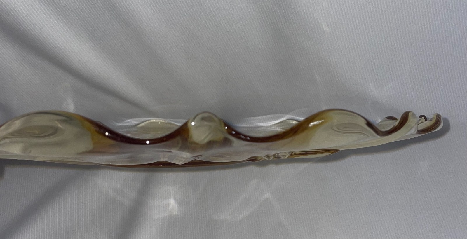 Fosteria Baroque Light Yellow Glass 15 Inch Platter Scalloped Edge