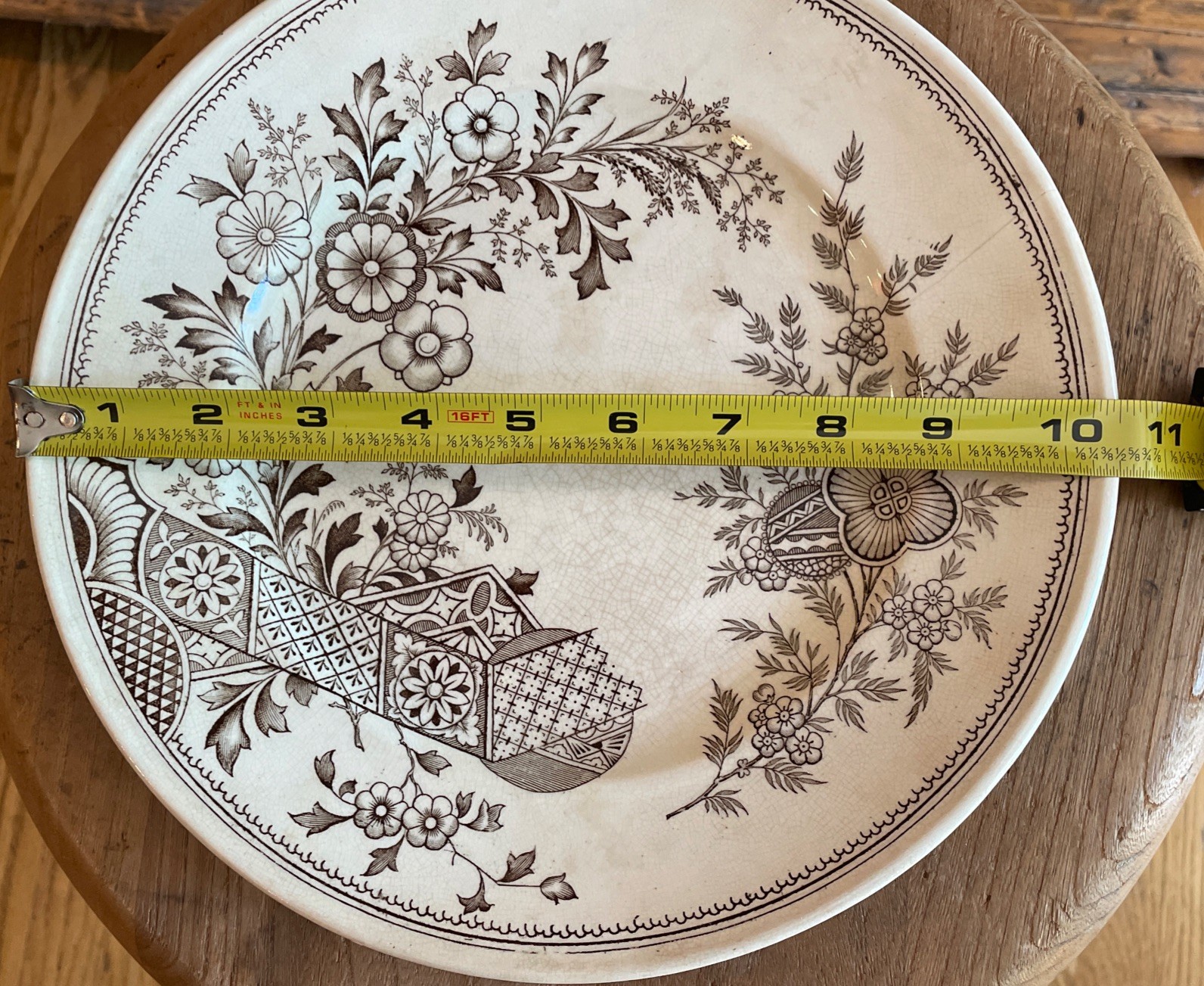 Antique Old Hall Earthenware Hampden Aesthetic Brown Transferware Plate 9”