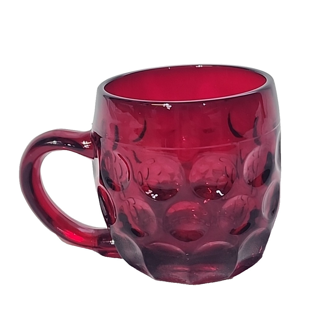 Cambridge Glass Thumbprint Mug Ruby Red 3.5in Depression Glass Vintage
