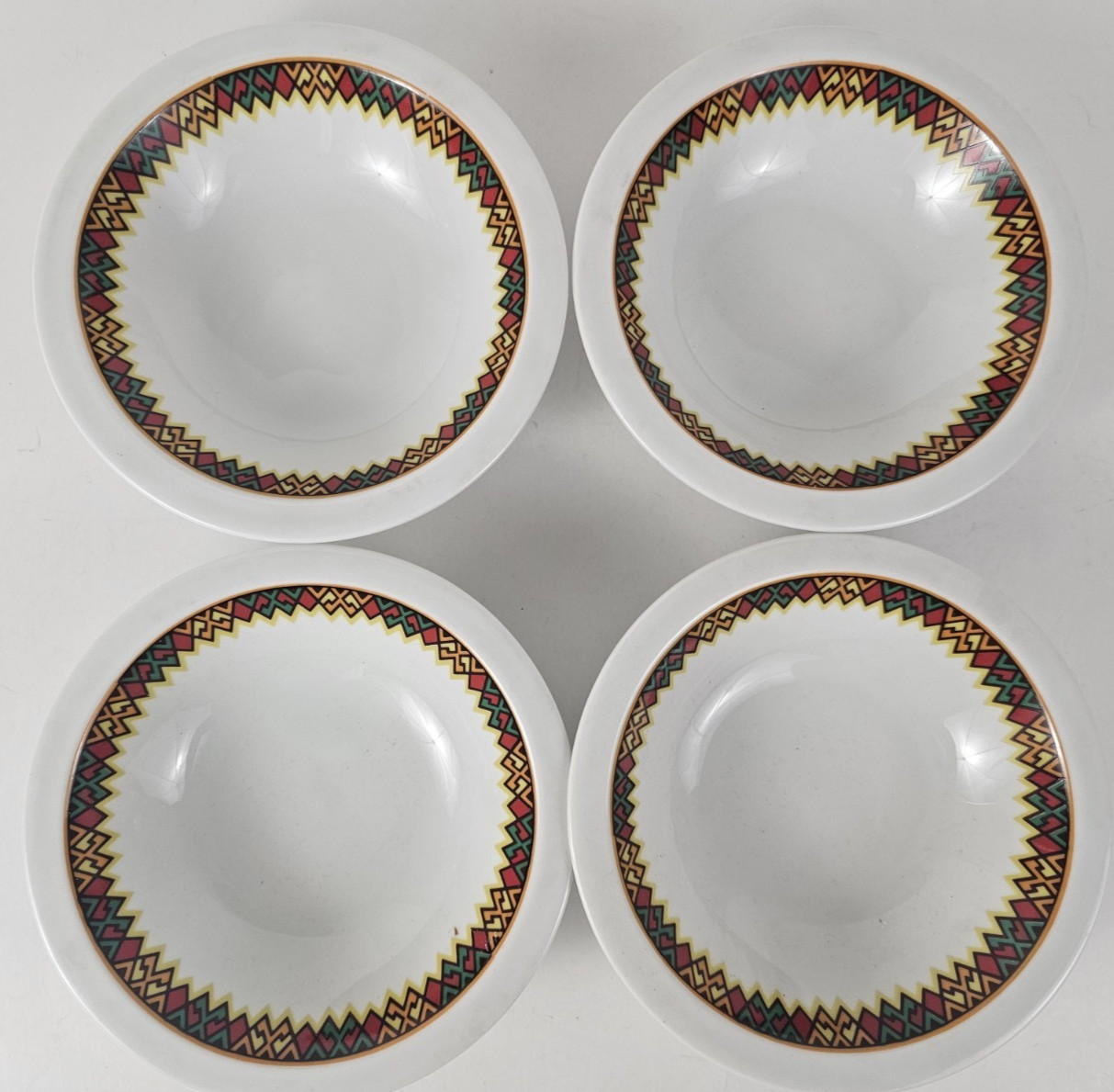 4 Ukrainian Beauty Made W. Germany VTG Dessert Bowls Decorative Folk Art Border