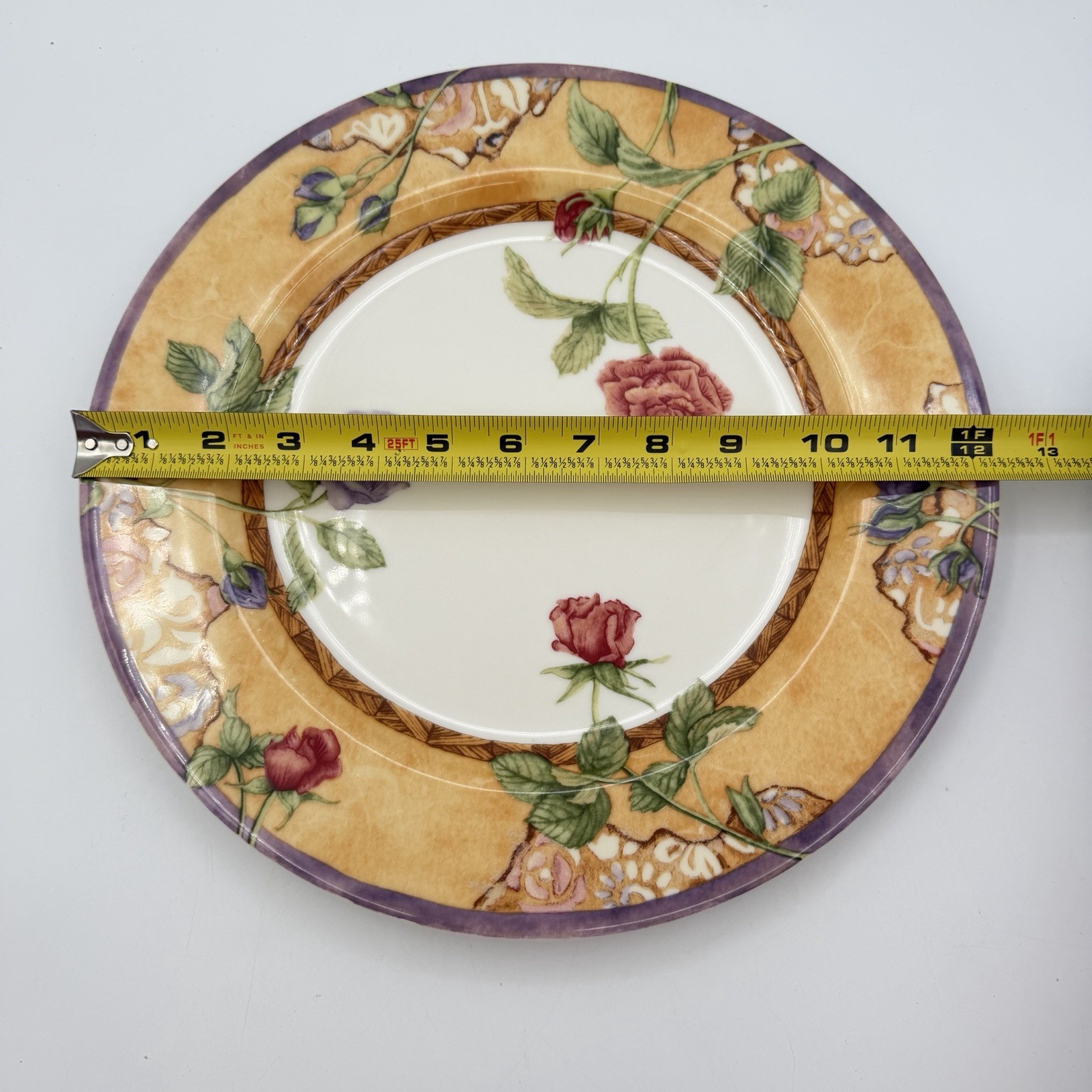 222 Fifth Tuscany Rose Chop Plate Round Platter Porcelain Fine China Floral 12″