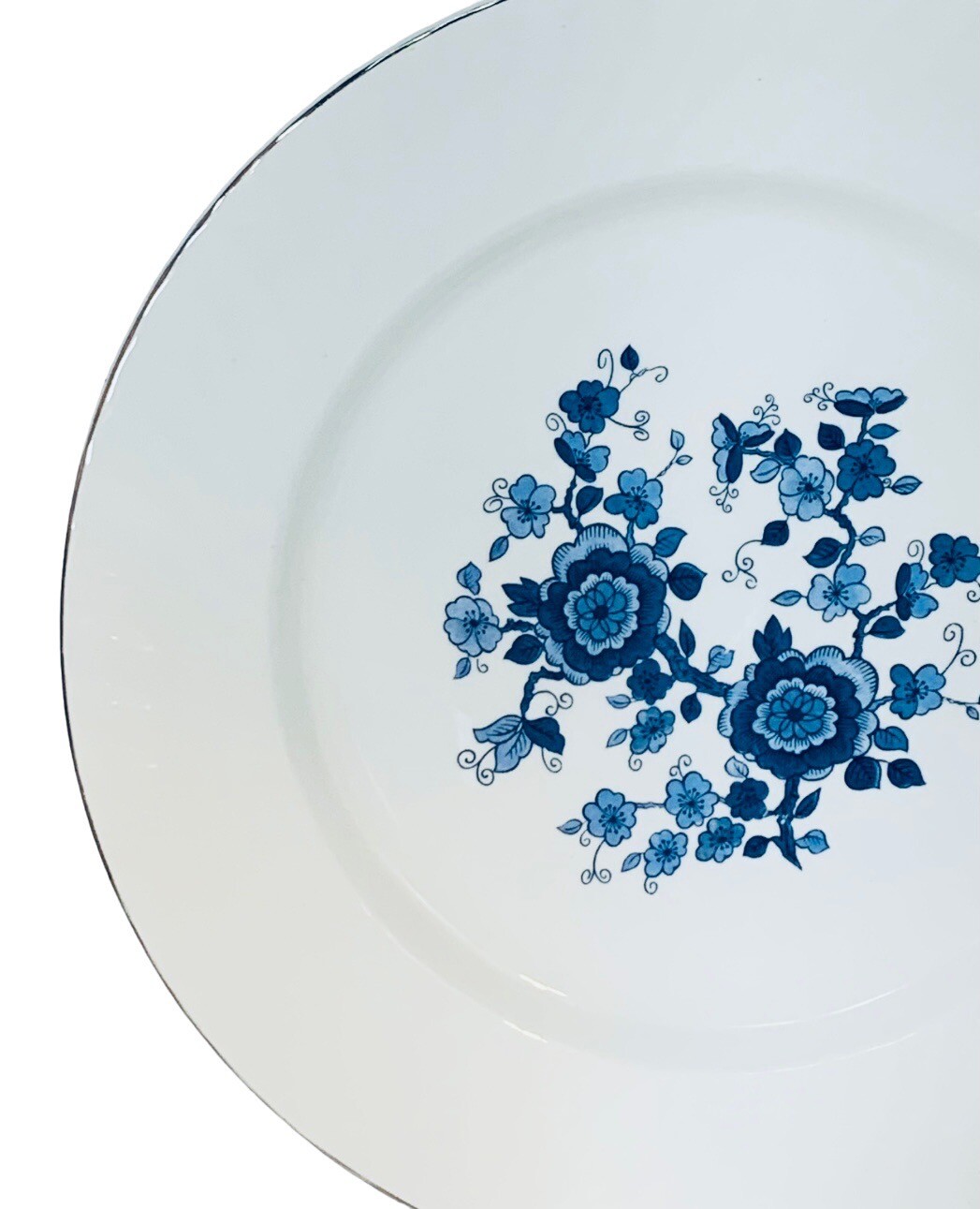Wedgwood & Co ROYAL BLUE Flowers Swirl Ironstone 10 1/8″ Dinner Plate MINT