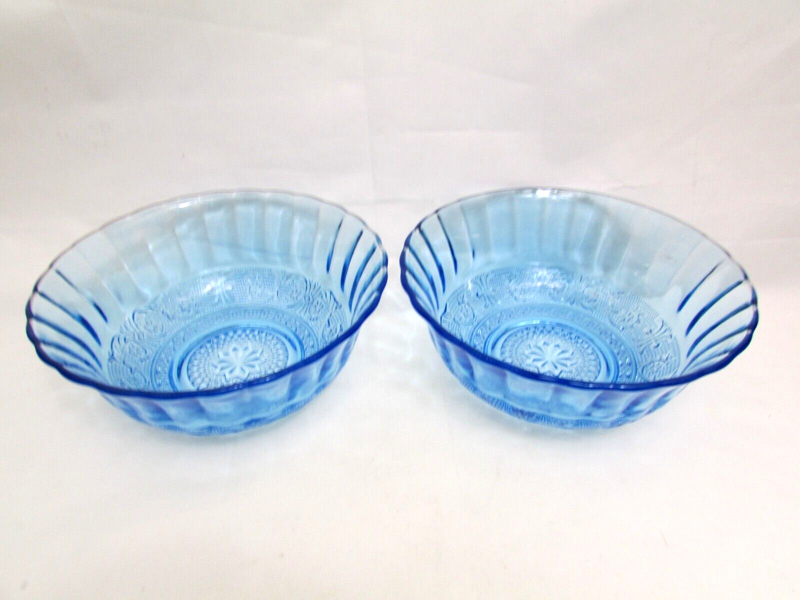 Vintage Glass Kig Blue Serving Bowls (2)