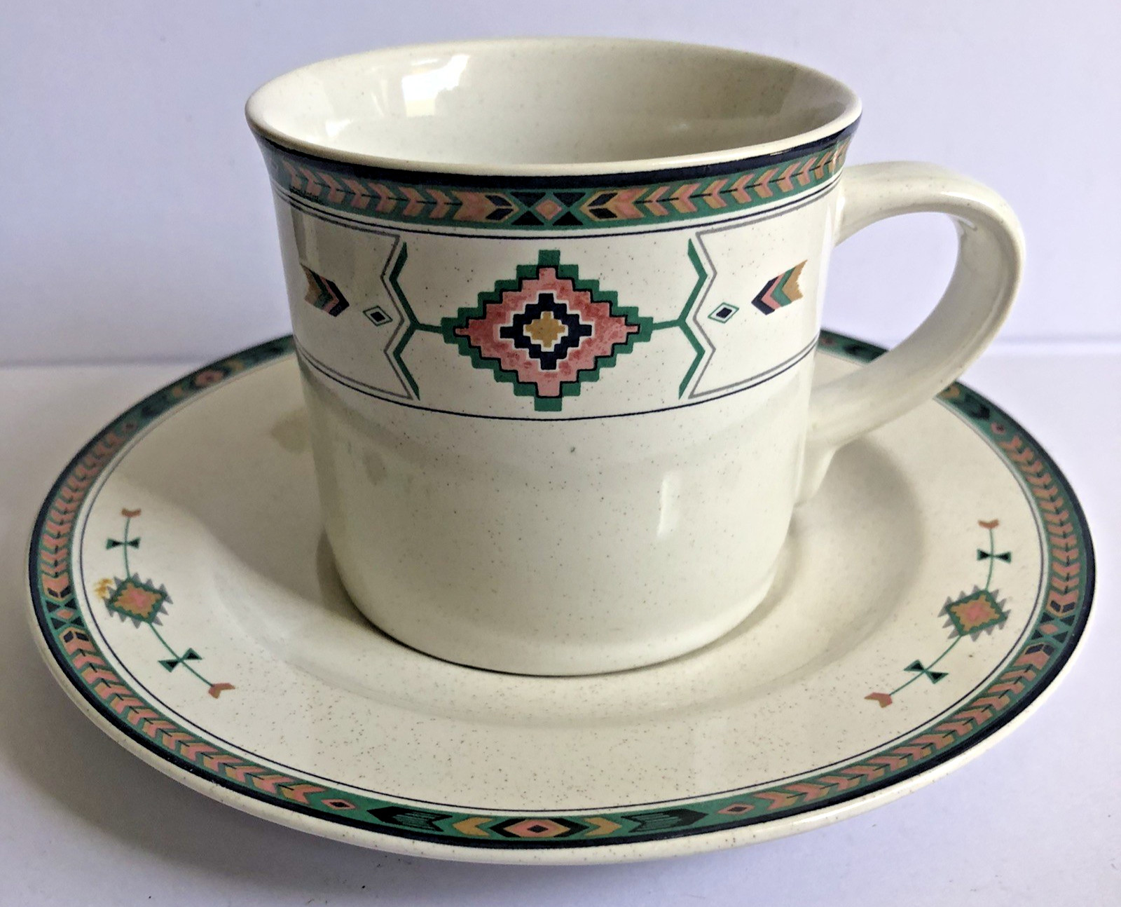Studio Nova Adirondack Y2201 Coffee Cups 8 And Saucers 7 Round Aztec Speckled