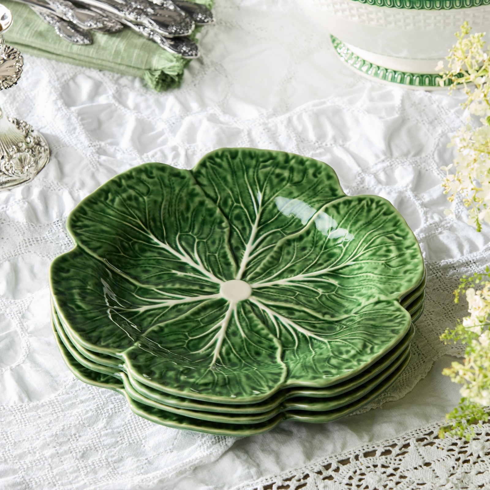 Cerified International Le Jardin Green – Set Of Four -11 Sculpted Green