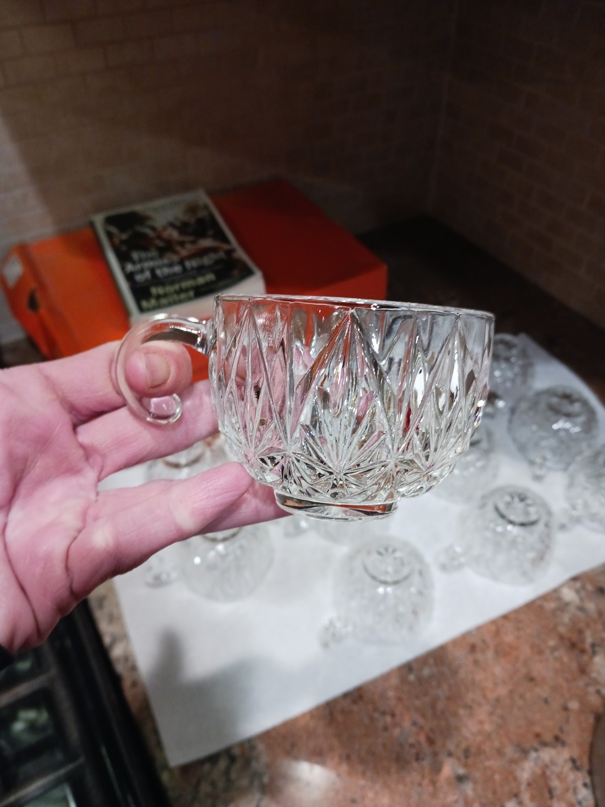 Vintage 1960s HazelWare 15pc. Williamsburg Crystal Punch Bowl Set.