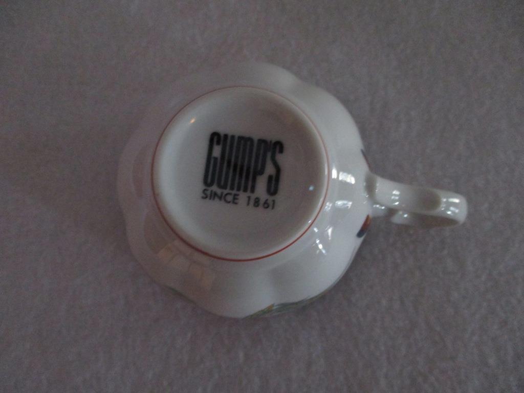 Gumps Kiku Coffee/ Tea Cup Blue & Rust Floral Gold Edge Excellent Multiple Avail
