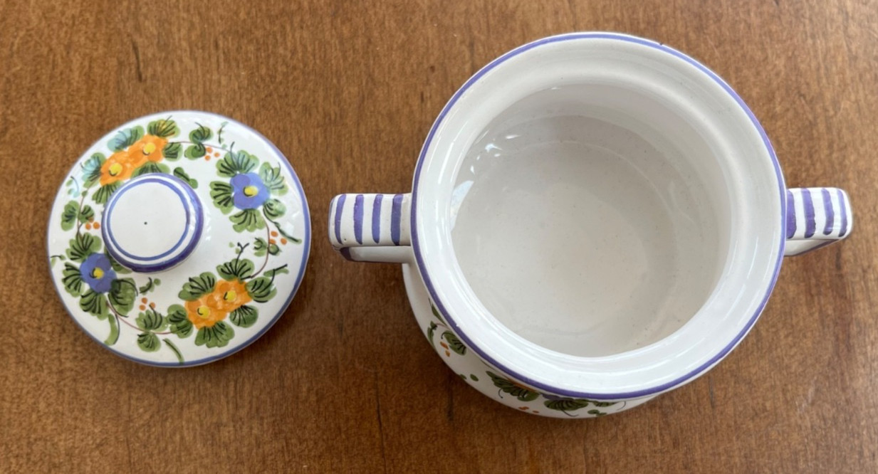 Vintage L. Pardi Castelli Italy Signed Hand Painted Numbered Sugar Bowl