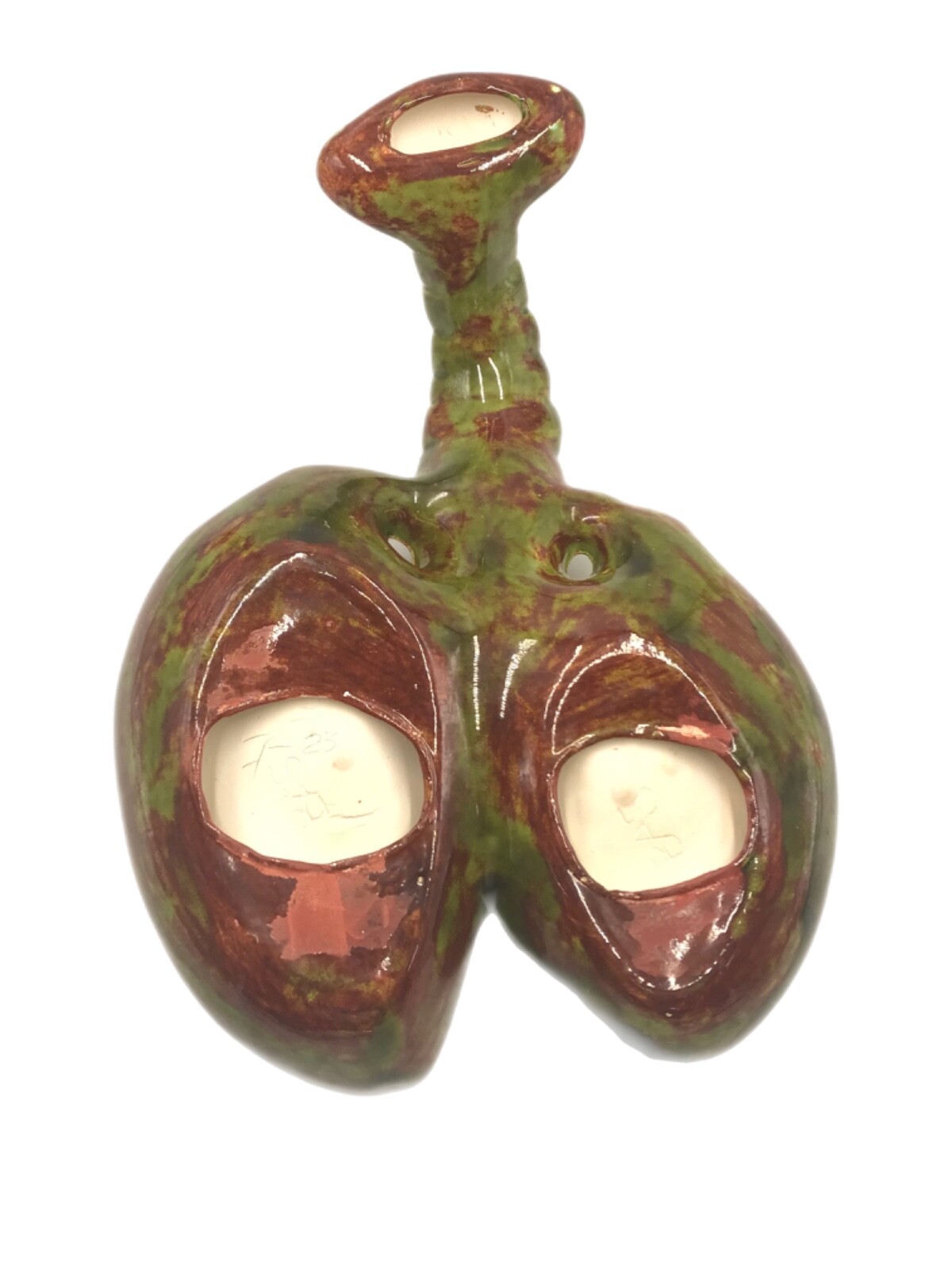 Art Pottery Lobster Divided Serving Dish Drip Glaze Signed BAS Decorative