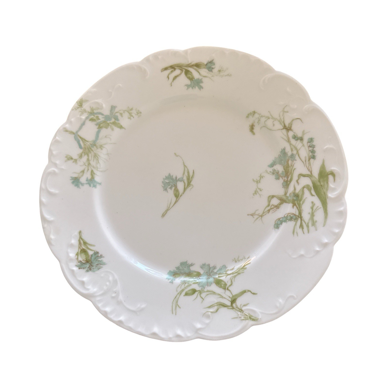 Antique Haviland Co Limoges France Blue Carnation 9.5 Dinner Plate Schleiger