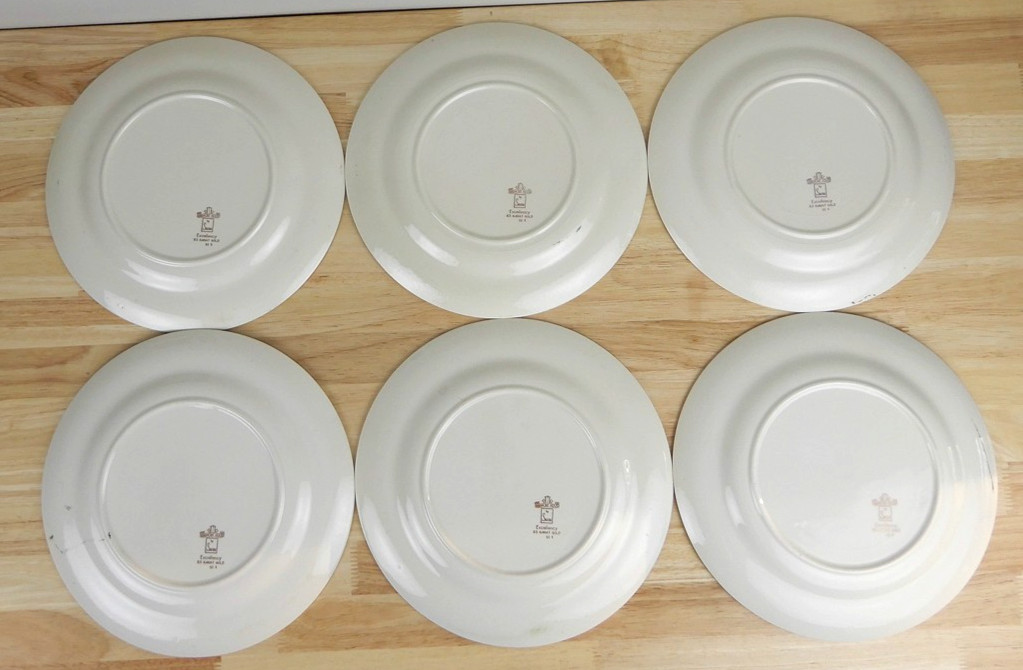 6 Harmony House by Salem Excellency Green Dinner Plate 10 inch Vintage 23K GOLD