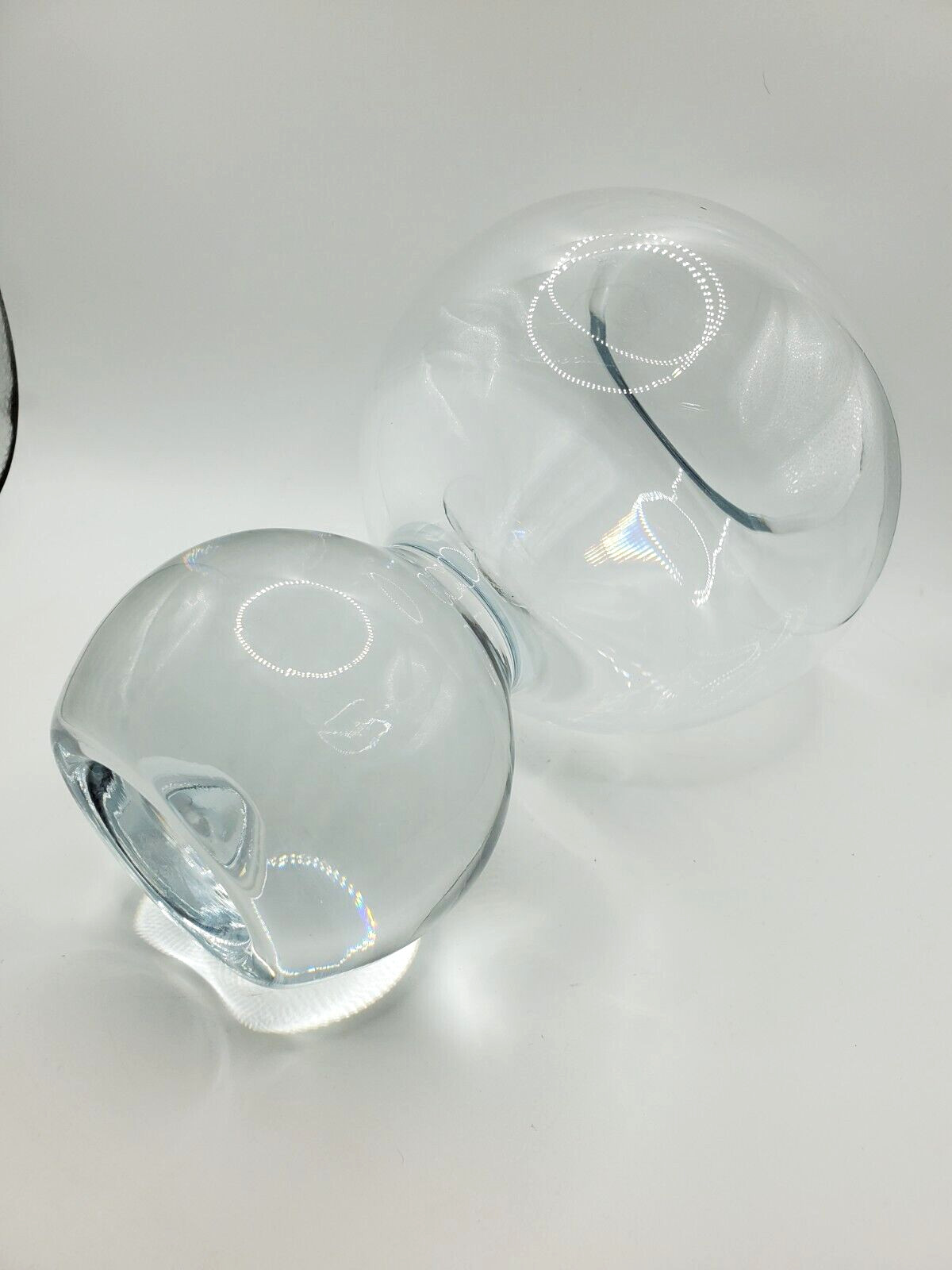 Modern Contemporary Crystal Bowl Vase Pedestal Clear Compote Beta Fish Floral