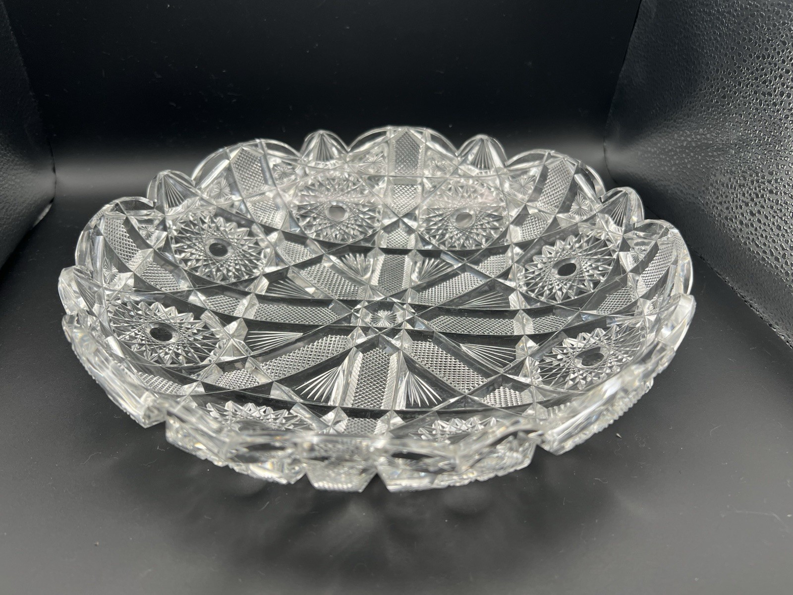 10-1/4” Rochester Glass Co. / HC Fry American Brilliant ABP Cut Crystal Low Bowl