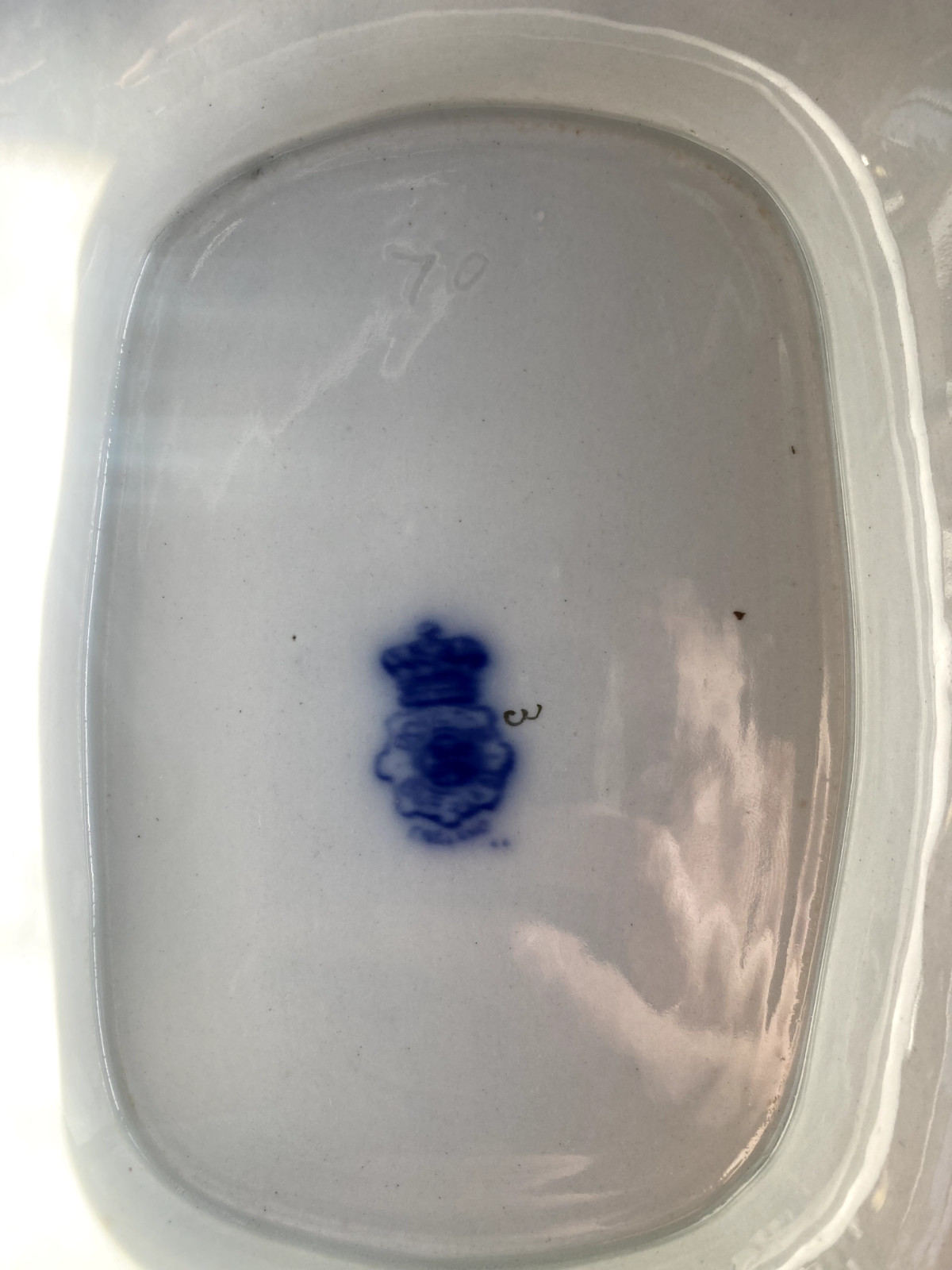 Antique Royal Doulton Flow Blue Oval Covered Vegetable Nankin Porcelain England