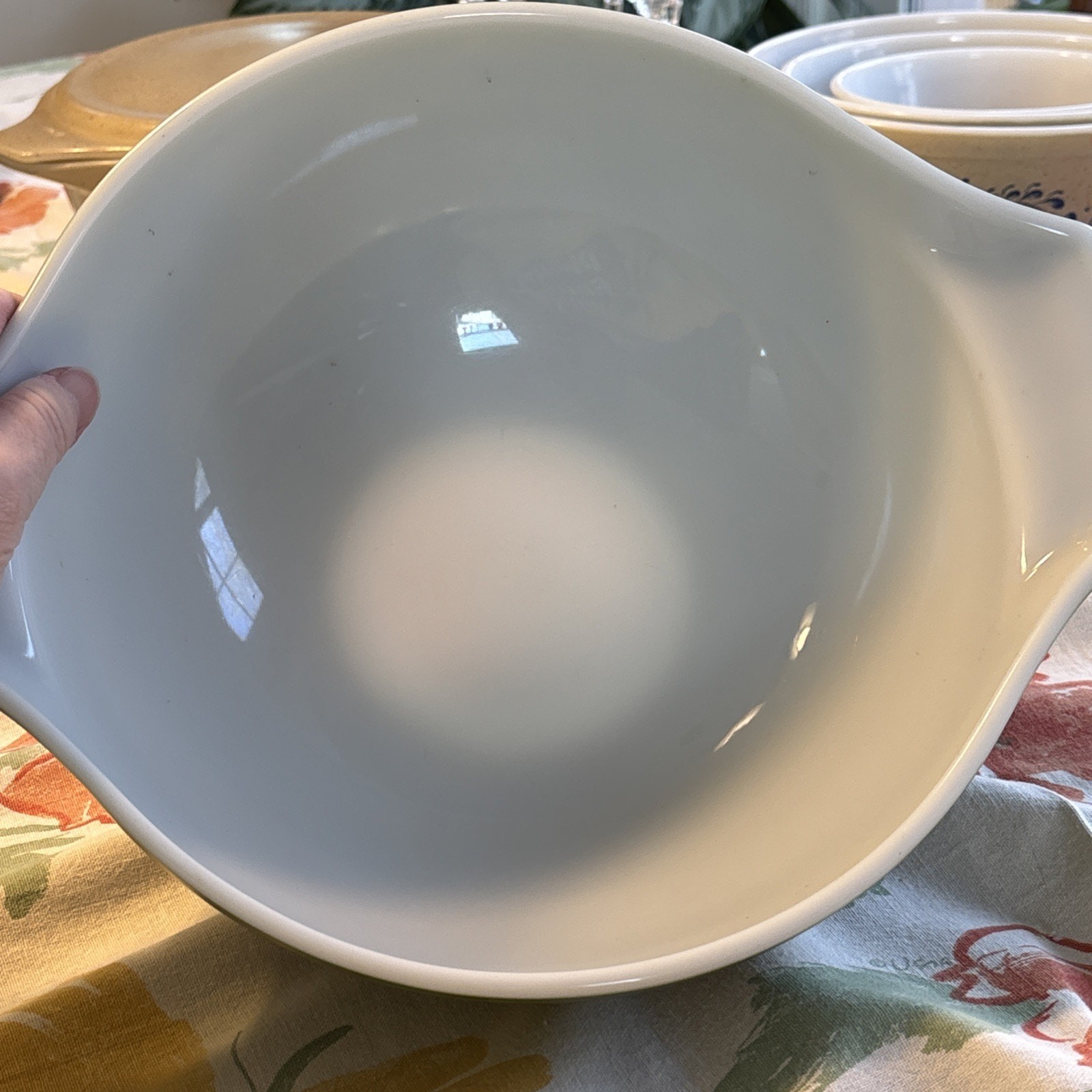 Vintage Pyrex Verde Olive Green #444 Mixing Bowl 4 Quart Cinderella Handles