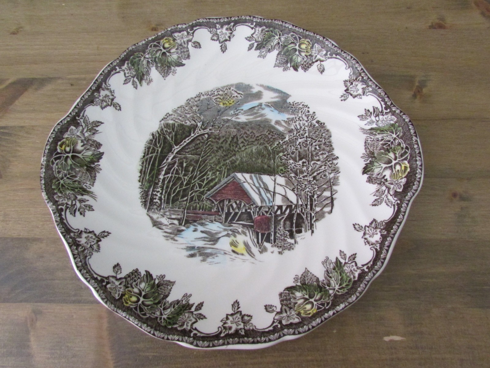 Johnson Brothers Friendly Village Handled Serve Plate Platter 10″ Covered Bridge