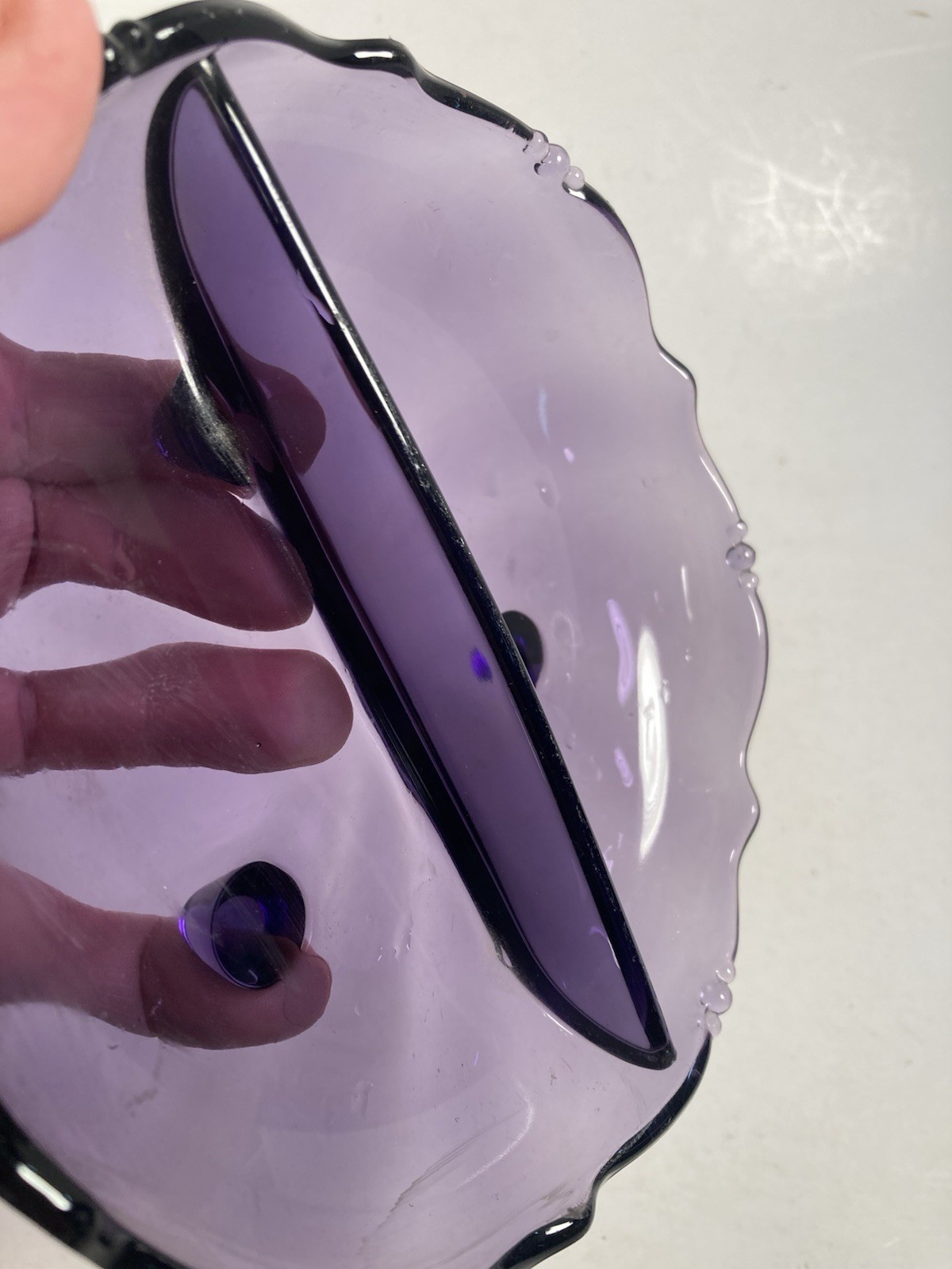Vintage Purple Glass RELISH Dish, Divided Server, “footed”,condiment, irradiated