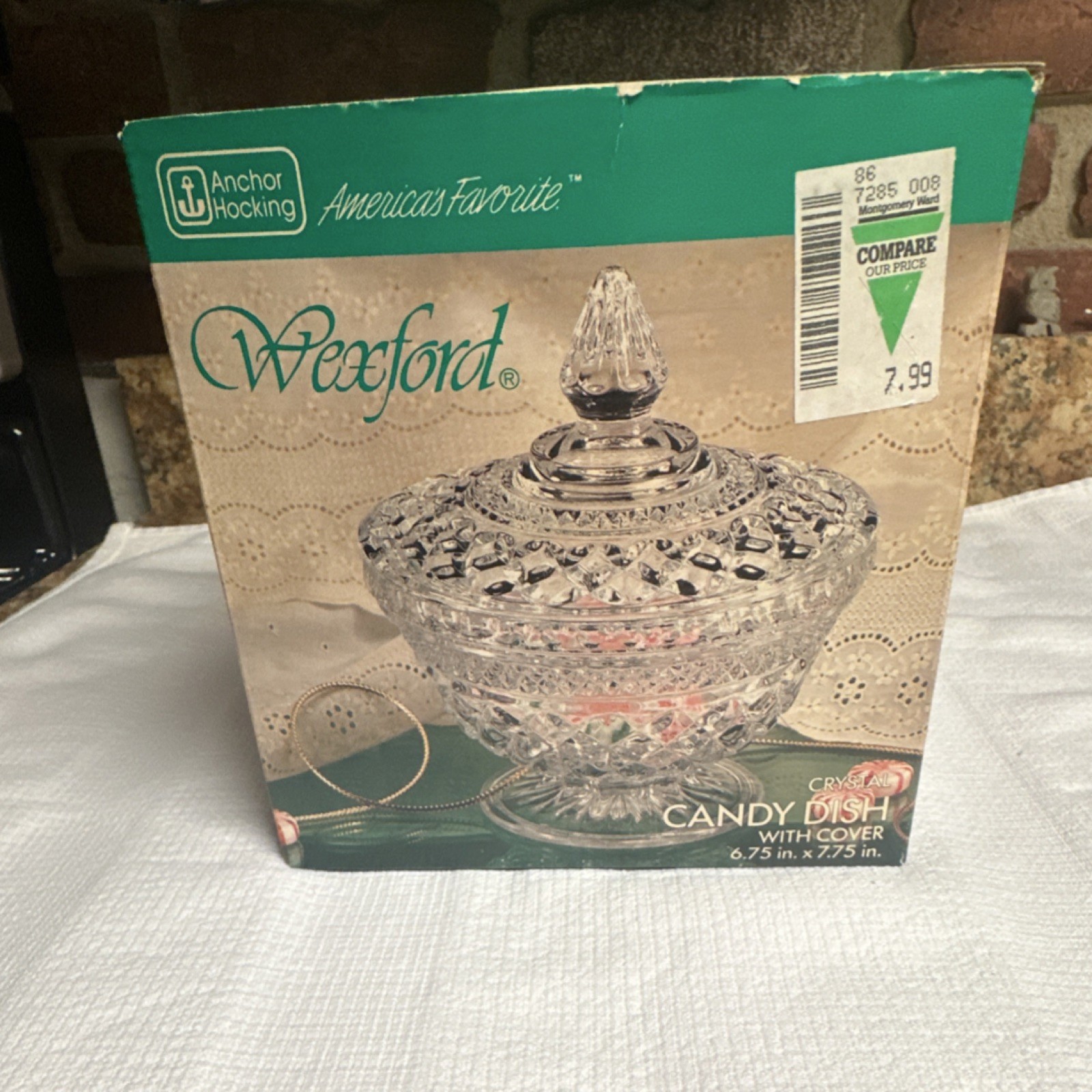 Vintage Anchor Hocking Wexford Clear Glass Candy Dish w/ Lid 6.75 x 7.75 in USA