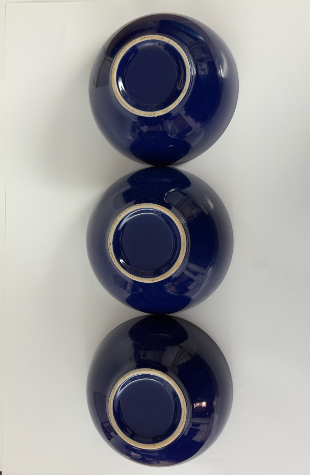 Set of 3 Cobalt Blue Ceramic Cereal Bowls 5 1/2” W X 3 1/4” H, Dishwasher Safe