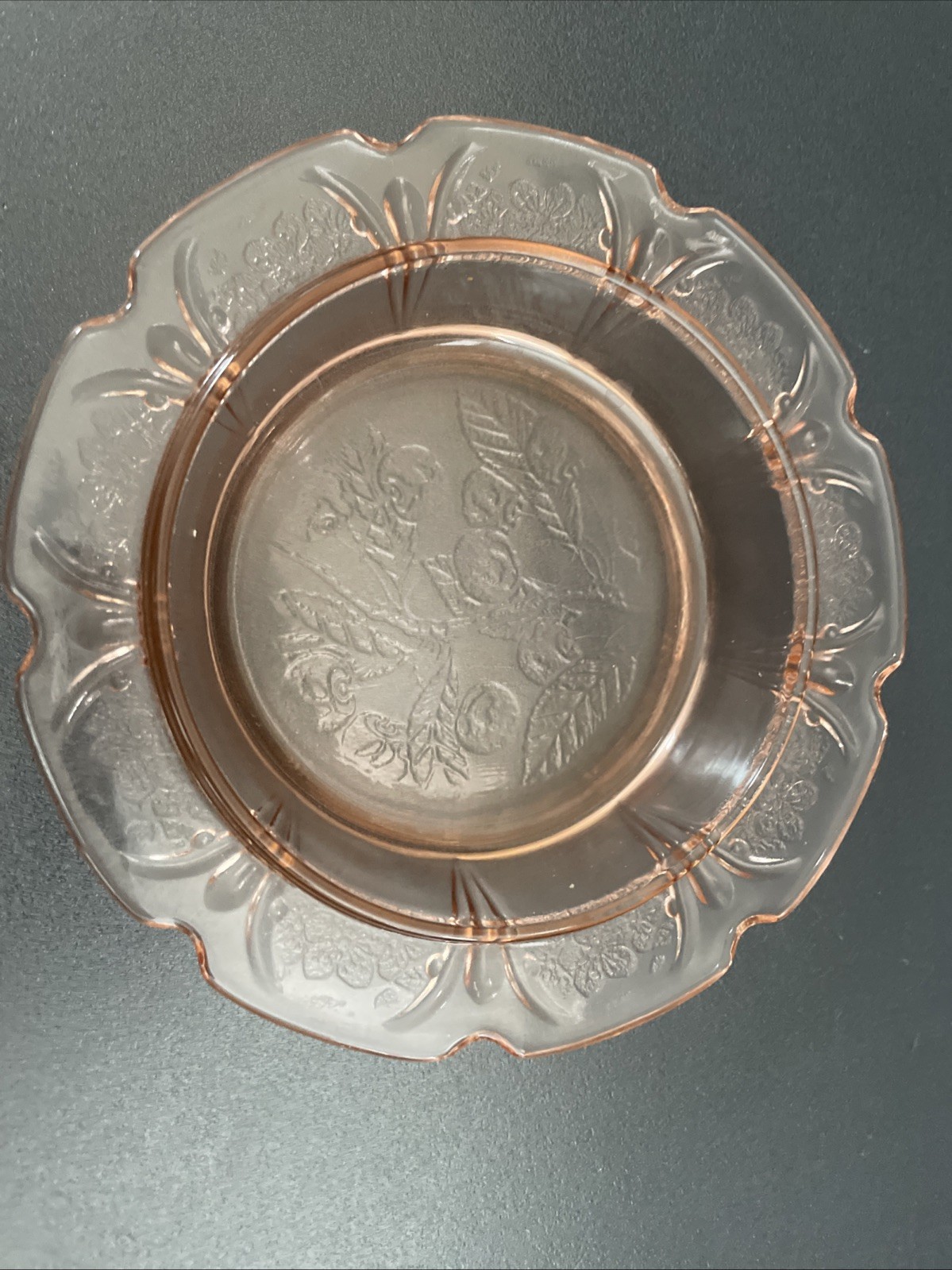 Jeannette Soft Salmon Pink Cherry Blossom Depression Glass Covered Butter Dish