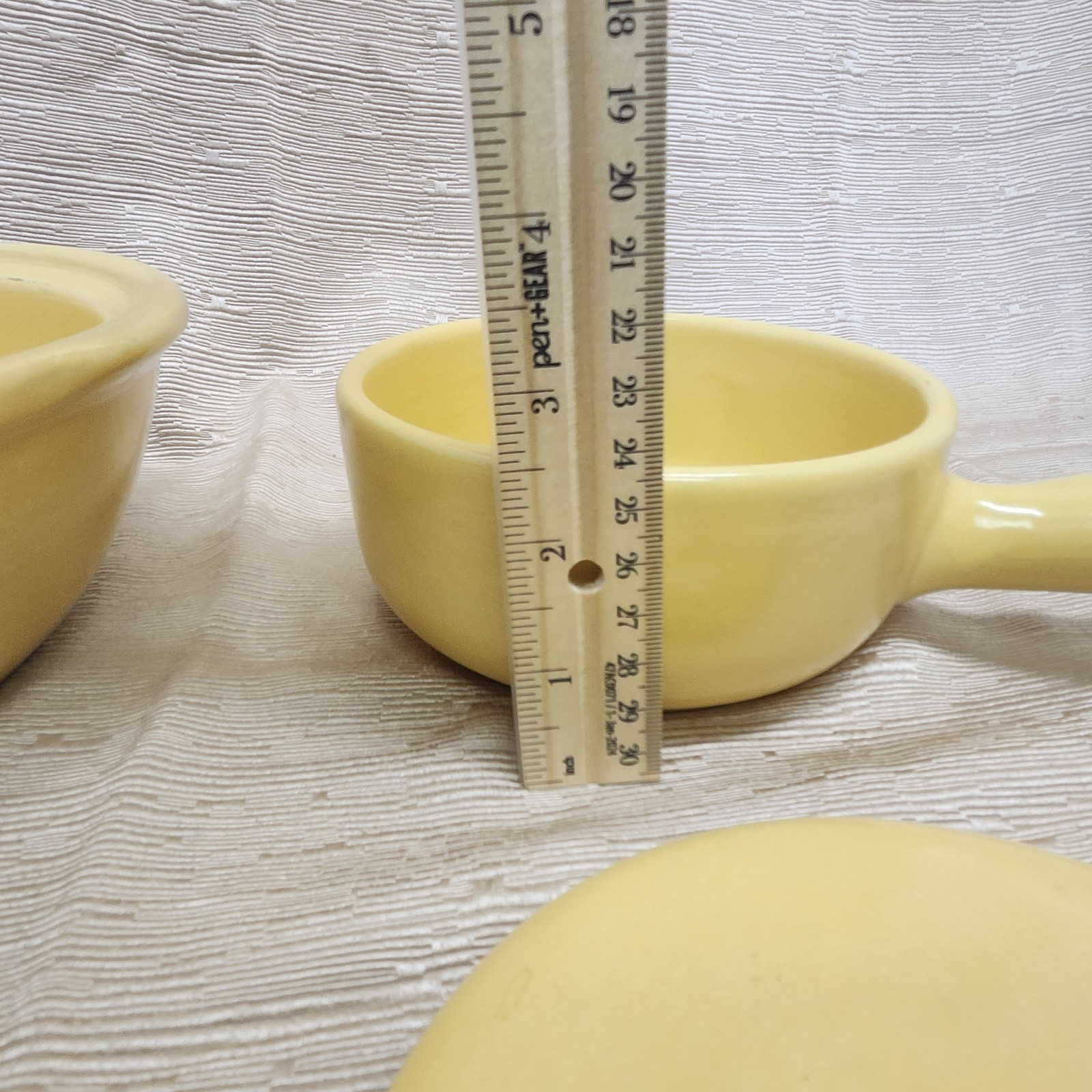 La Solana Pottery Stoneware Covered Casserole Dish & Saucepan Yellow Vintage MCM