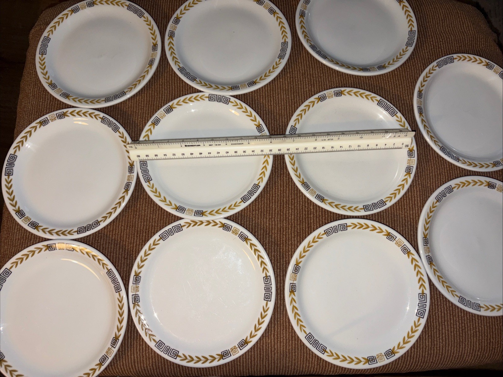 Vintage 11 SHENANGO ESQUIRE Restaurant Ware 6”Plates Greek Key Salad Dessert EUC