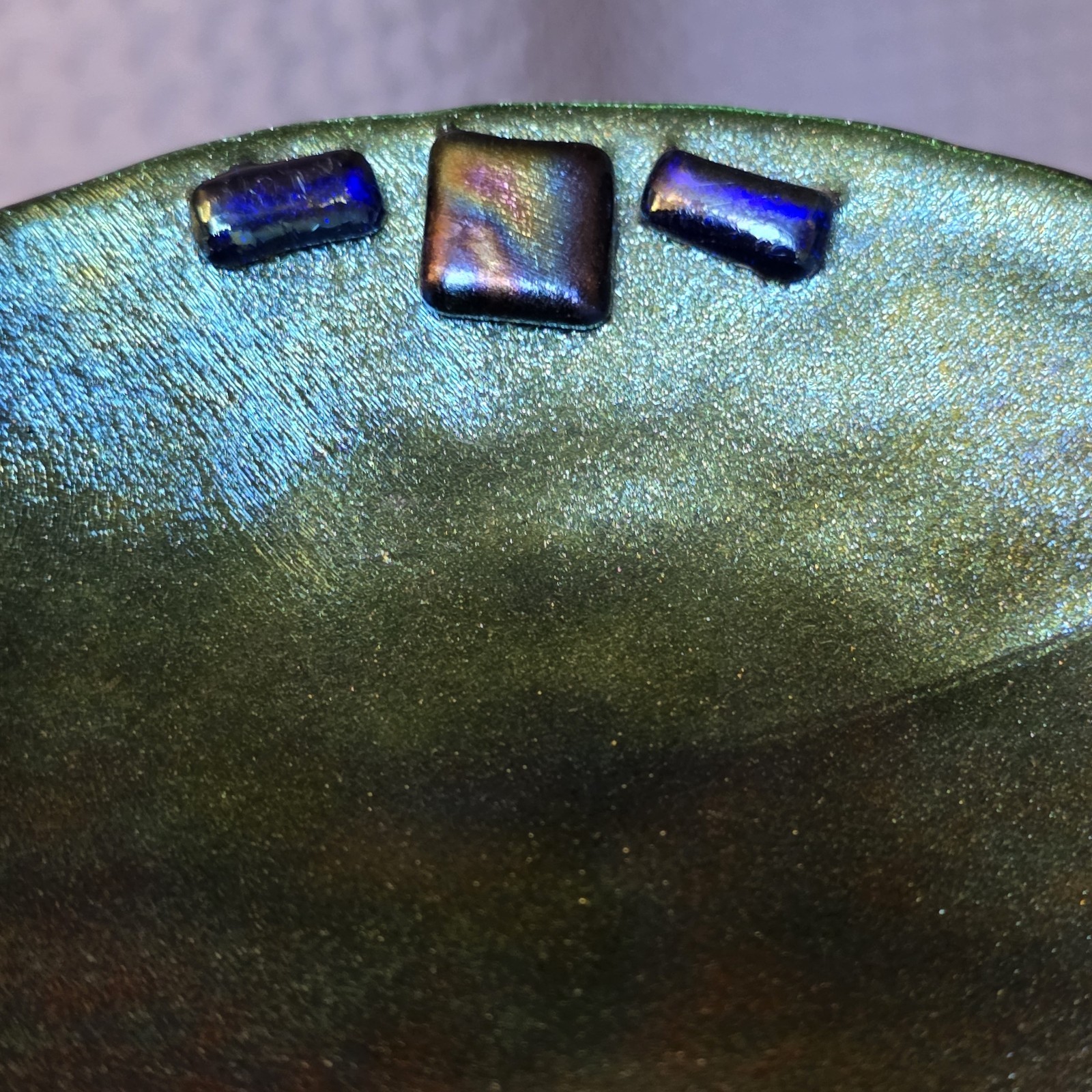 Artisan Fused Studio Art Glass Dichroic Plate -Highly Iridescent