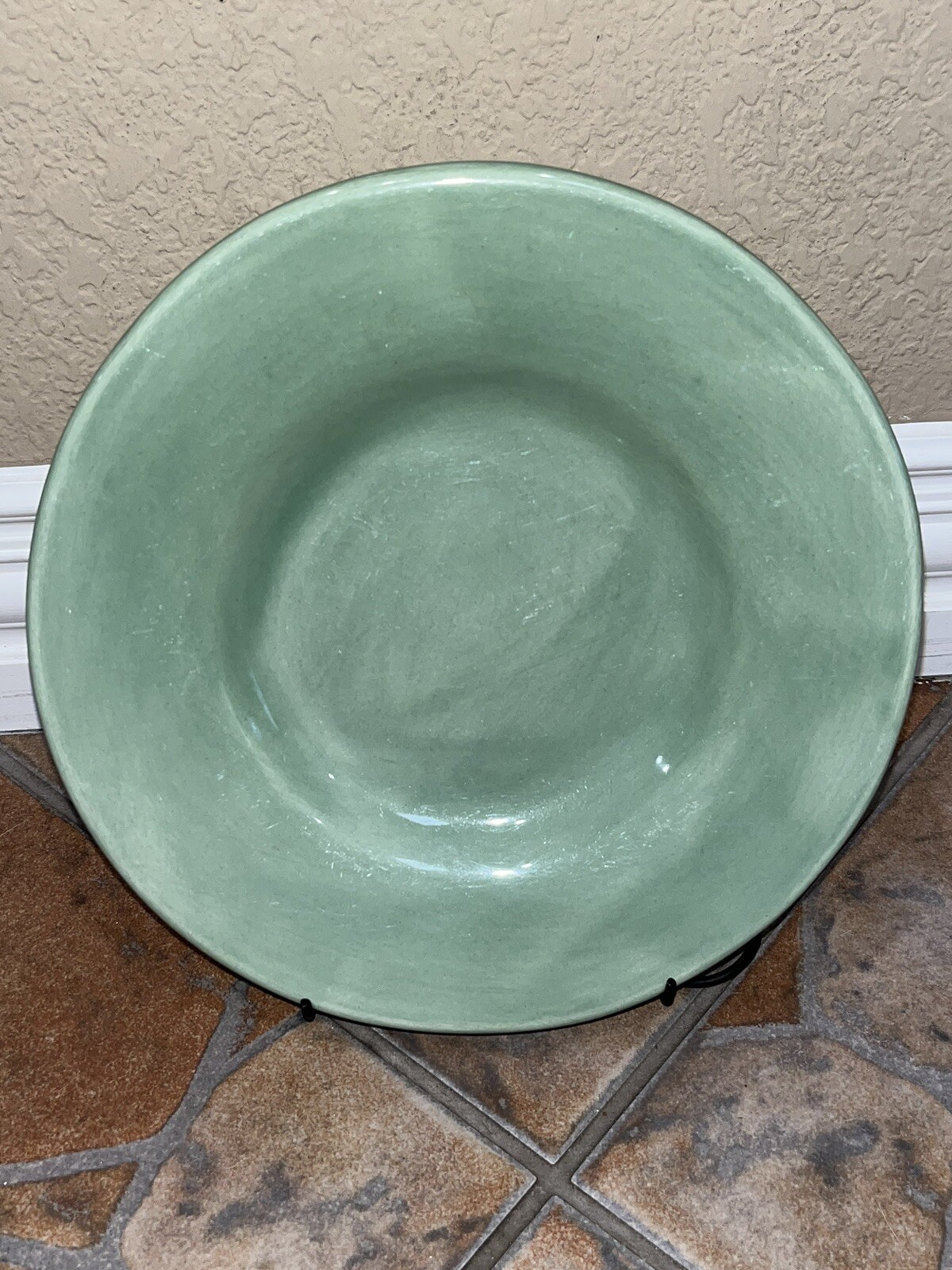 Pottery Barn Sausalito 10” Plate Light Green 1 Chip See Picture