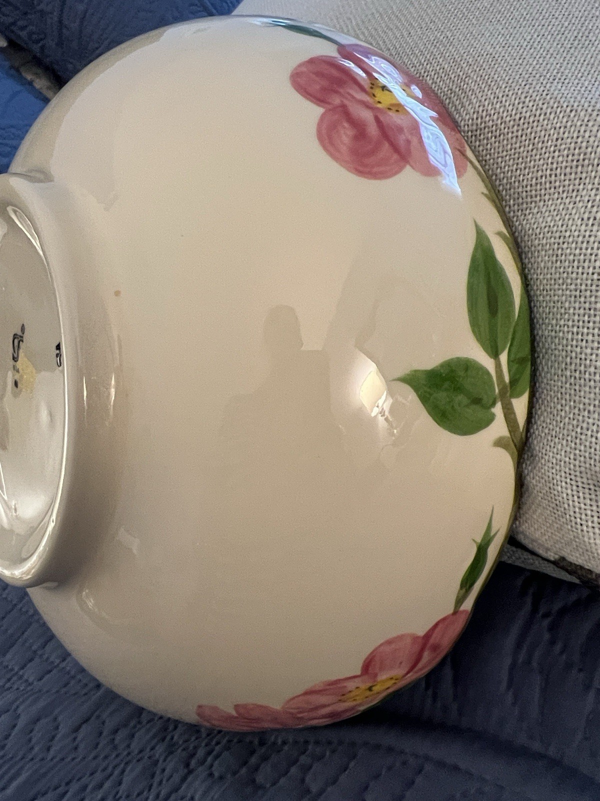 Franciscan Desert Rose LargeBowl Scalloped Rim White/Pink/Green USA