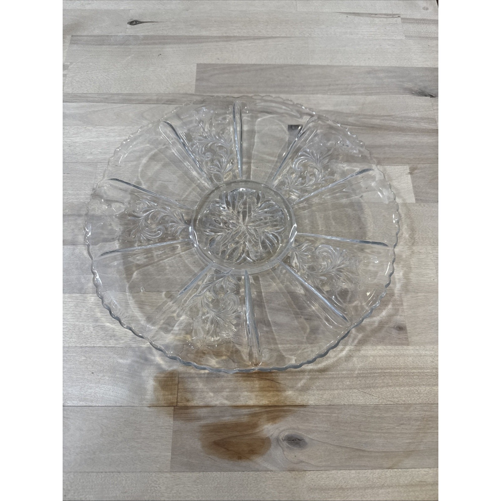 Vintage Indiana Glass Paneled Heather Clear Berry Bowl Decore Scalloped Edge 9″