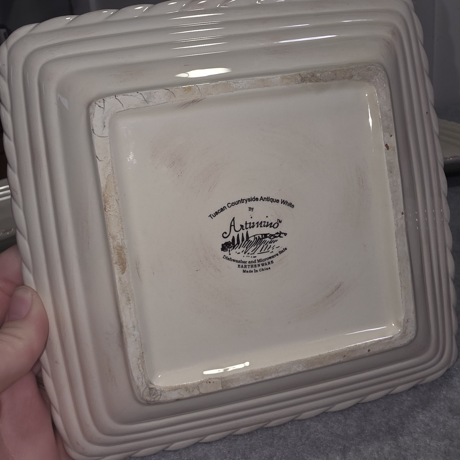 Artimino Tuscan Countryside Ivory/White Square Salad Plates 8″ Set of 6