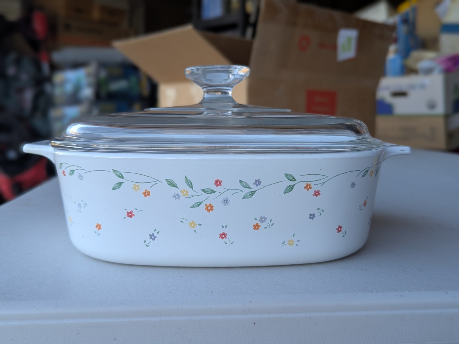 Corning Ware A-2-B 2 Liter English Meadow Casserole Dish w/ Glass Pyrex Lid