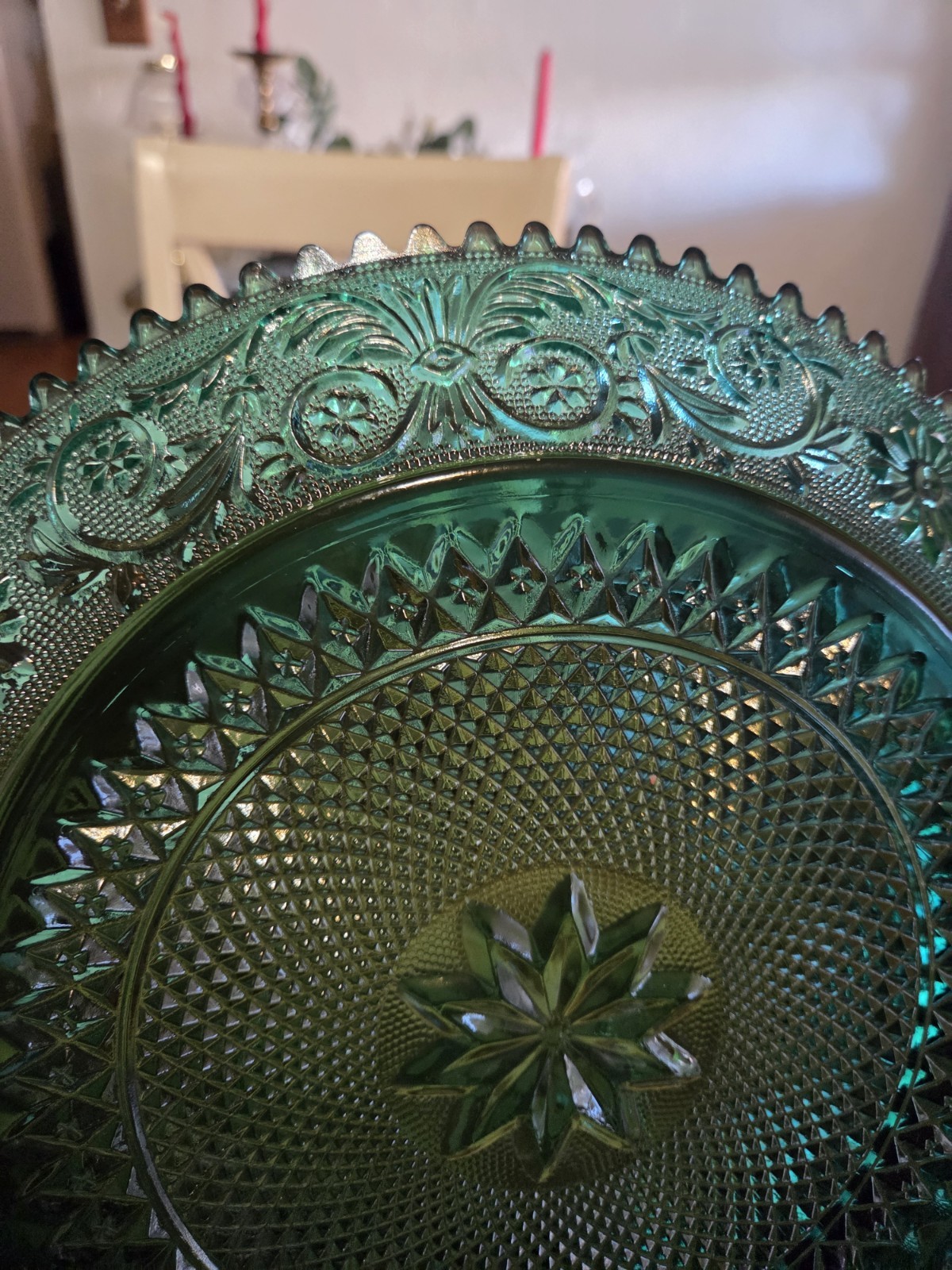 Vintage Indiana Glass Tiara Exclusives Spruce Green Sandwich Platter