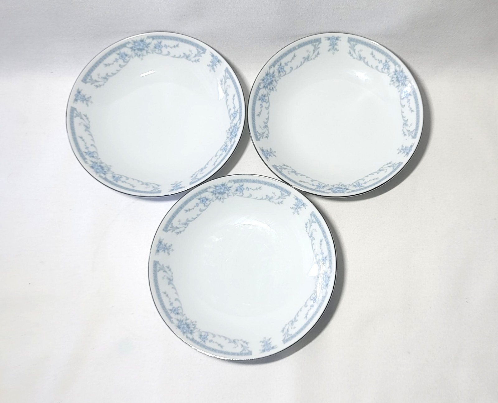 Blue Whisper Sheffield dessert bowl 5 1/2″ set 3 made Japan Porcelain China 1985