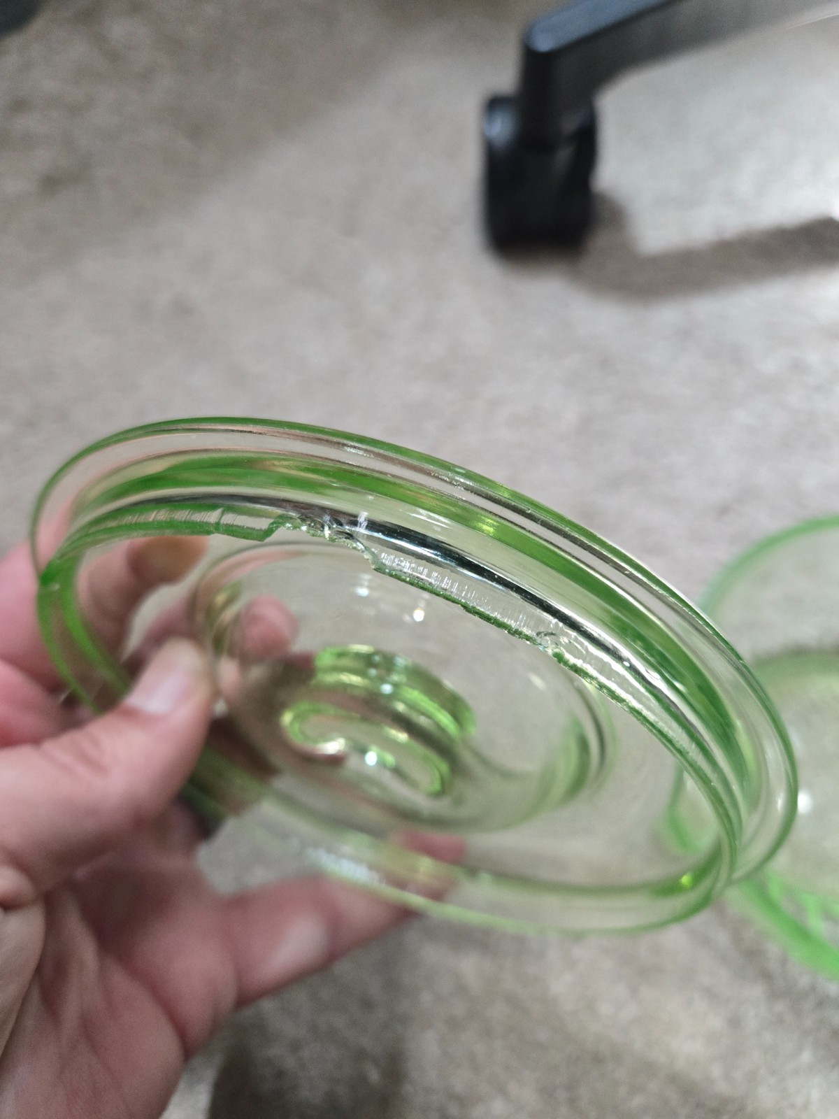 Antique Anchor Hocking Uranium Vaseline Glass Dish with Lid 5.5×3 Inches