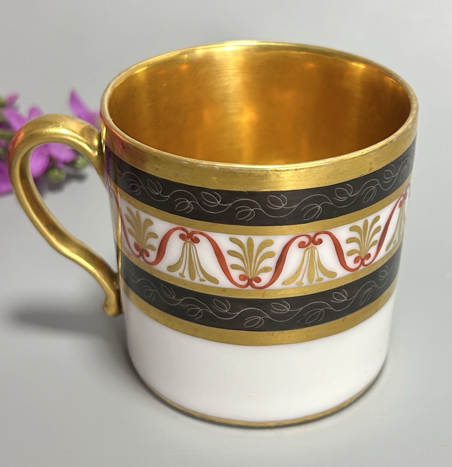 Antique Nast Veiux Paris Porcelain Cup C1815s Gilt French Empire 2.5”H Gold