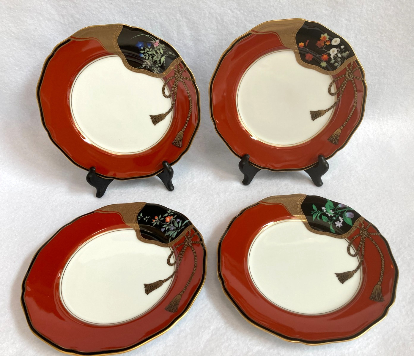 Set of 4 MASUDA Multi Motif 7 3/8″ Yokohama Porcelain Plates