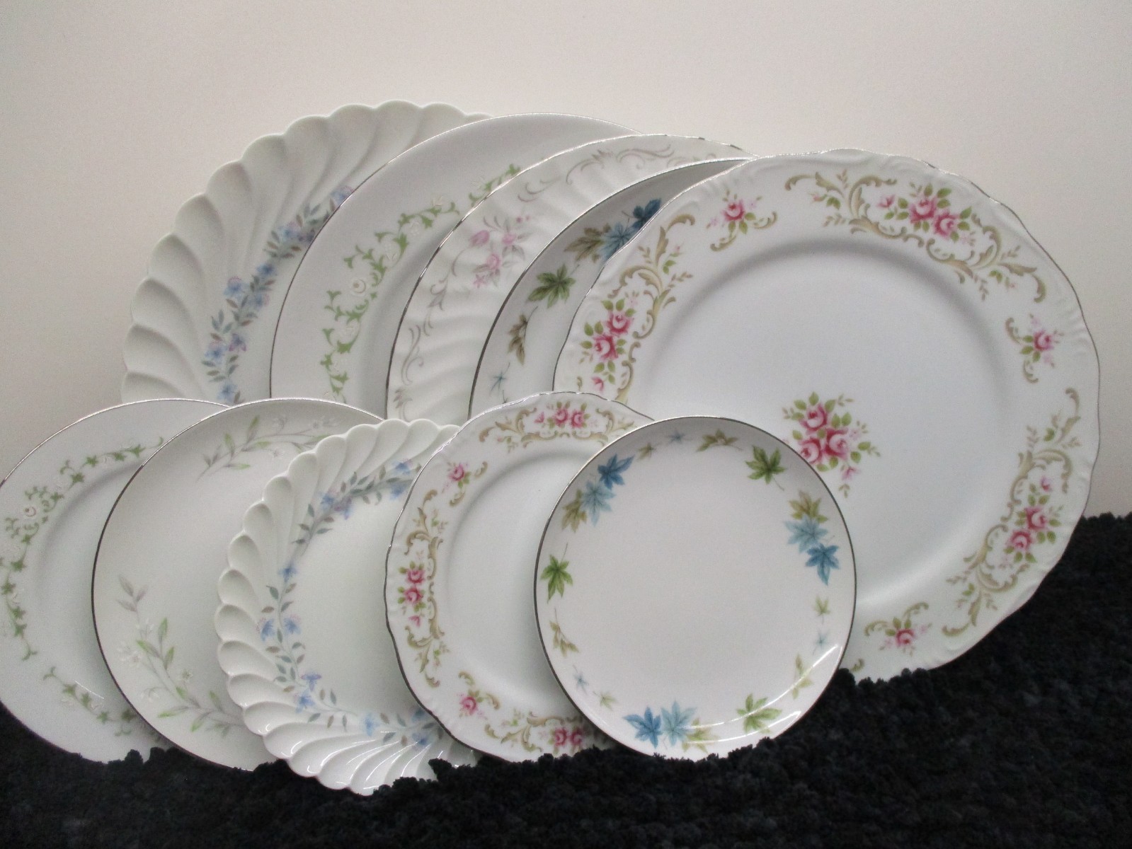 Vintage Mismatched China Plates 5~Dinner Plates ~5 Bread~ Set Of 10