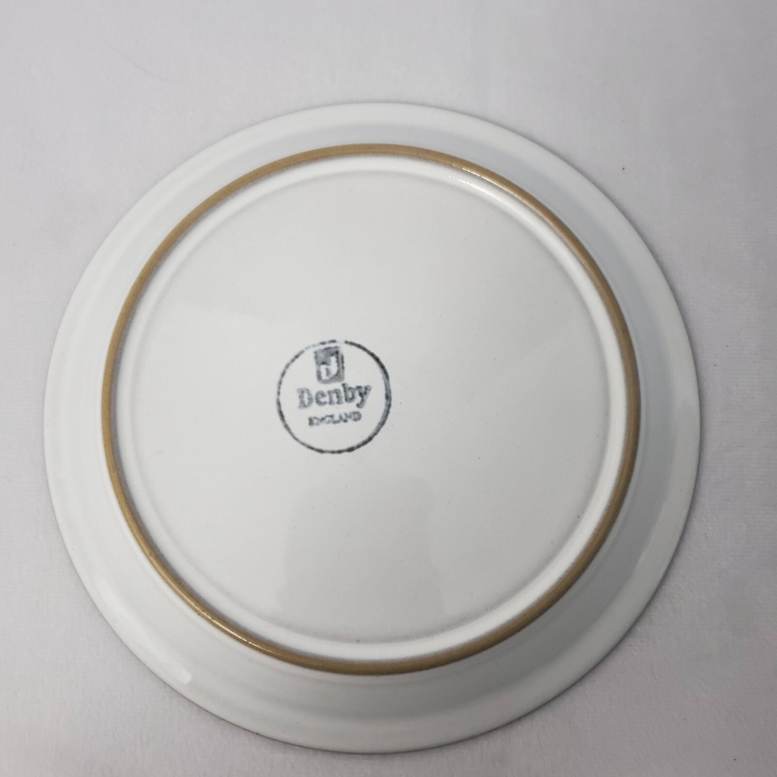 Denby Castile Gray Center Tan Geometric Band Blue Bread & Butter Plate 7 inch