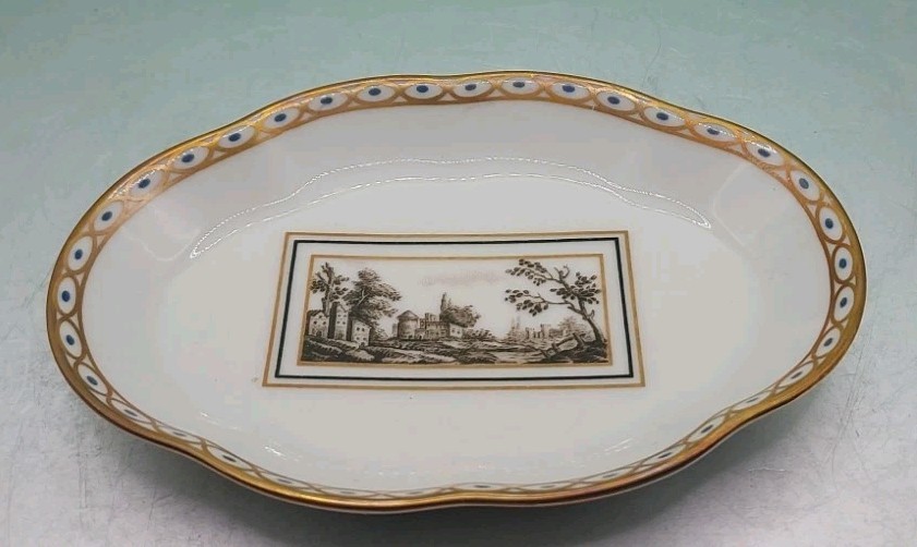 Richard Ginori Landscape Fiesole Impero Scalloped Trinket Pin Dish Italy 4.5″