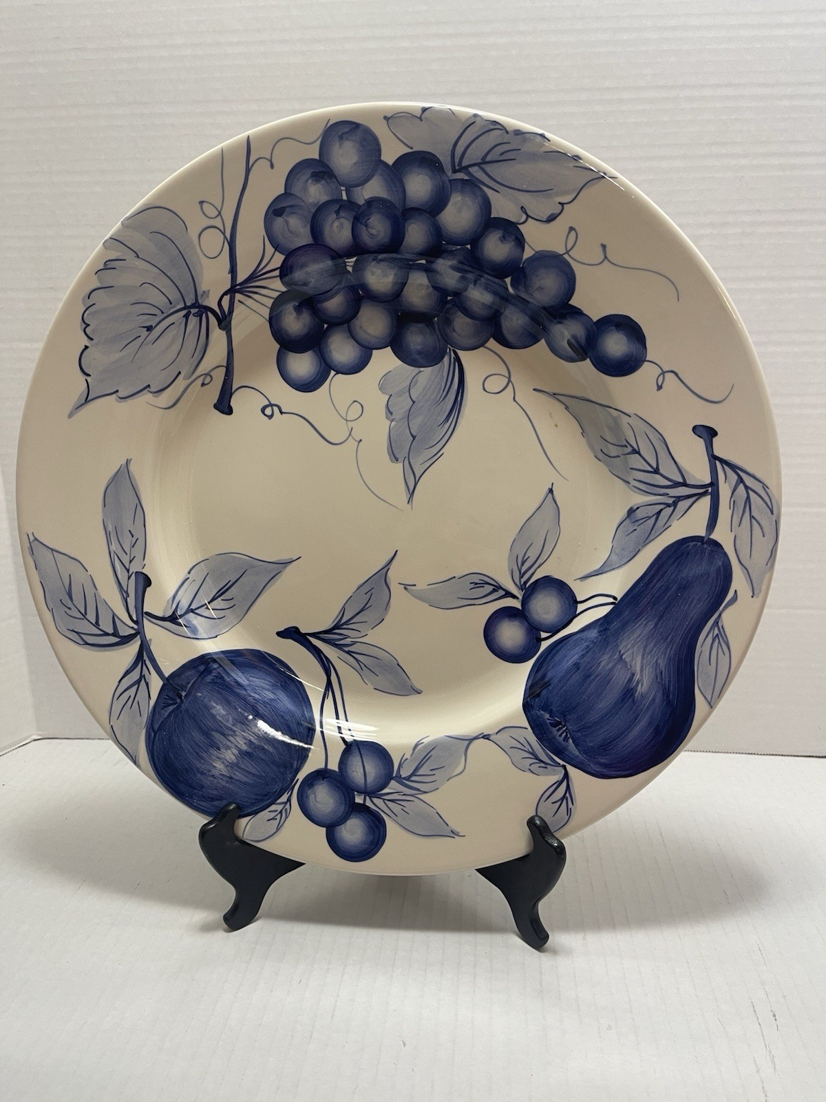 Pier 1 Melinda 15” handpainted blue fruit charger platter Italy earthenware