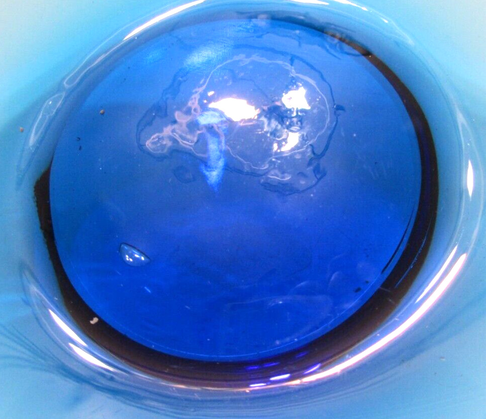 Vintage Art Glass Bowl IKEA Scandinavian Danish Modern Blue Oval 10 1/2″ L