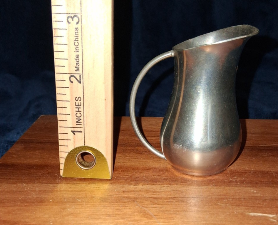 Vintage Italian Metal Creamer Pitcher Eltro Ambrosiana Pewter Tone Miniature