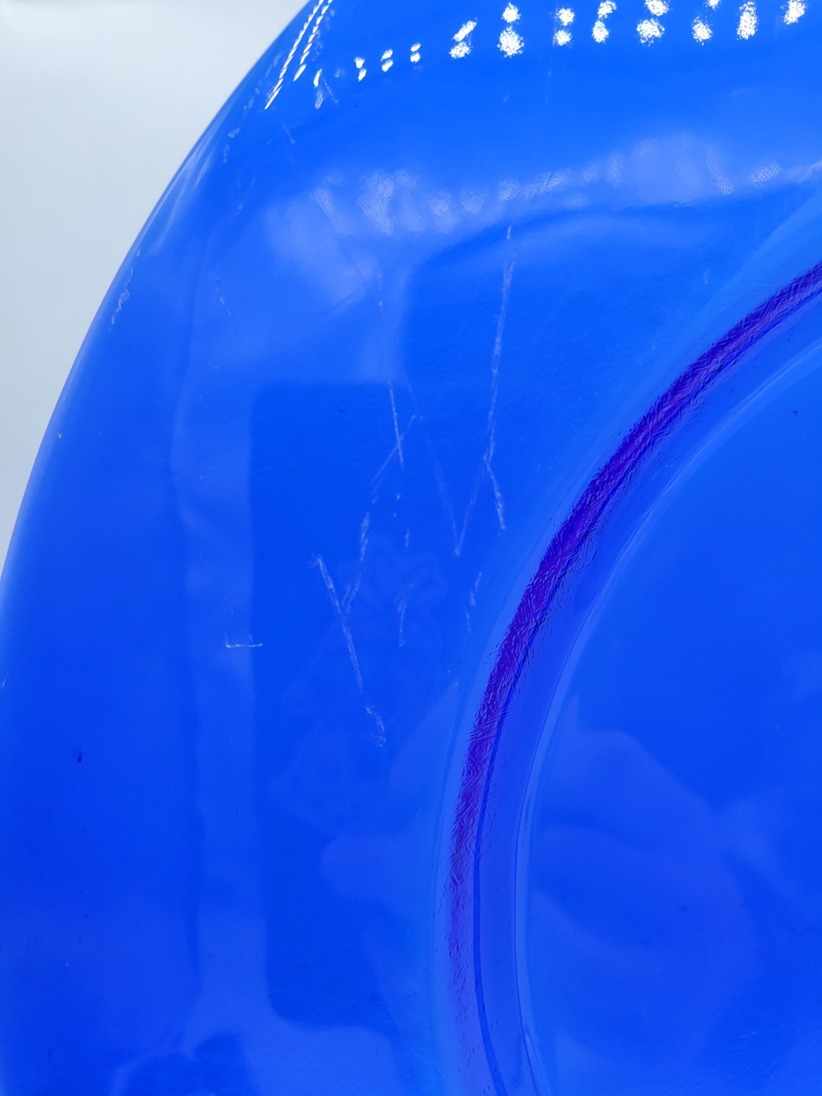 Effetre? Italy Cobalt Blue Art Glass Textured Platter Serving Plate 13″