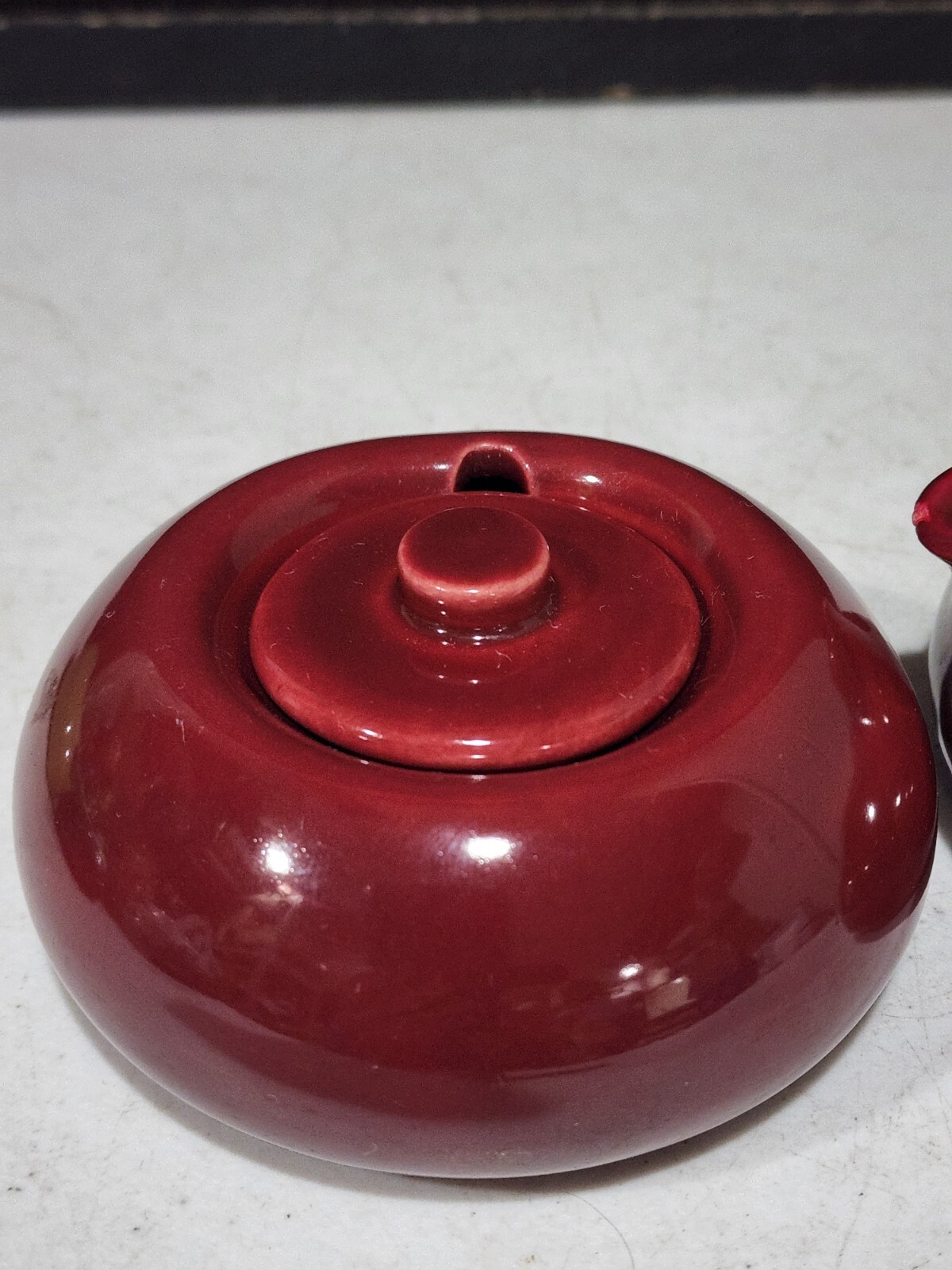 VTG Hollydale Malibu Modern MAROON RED Creamer & Sugar Bowl Set Midcentury Mod