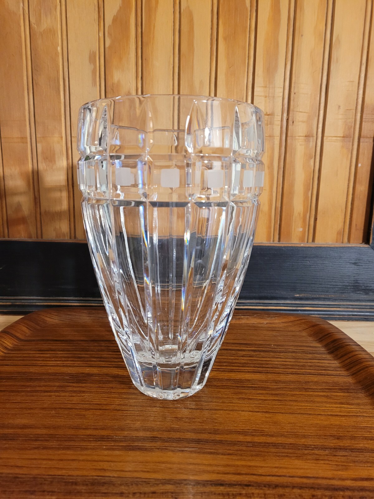 Marquis by Waterford Quadrata 8″ Crystal Flower Vase Frosted Squares