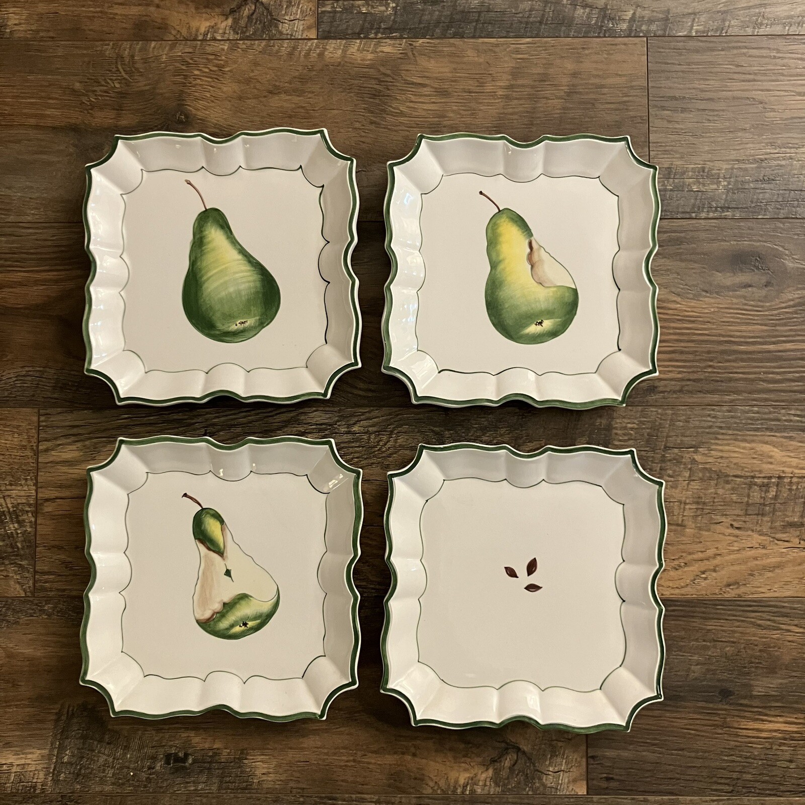 Vintage Set 4 Vietri Disappearing Pear Wall Hanging Plates 8 3/4″ each