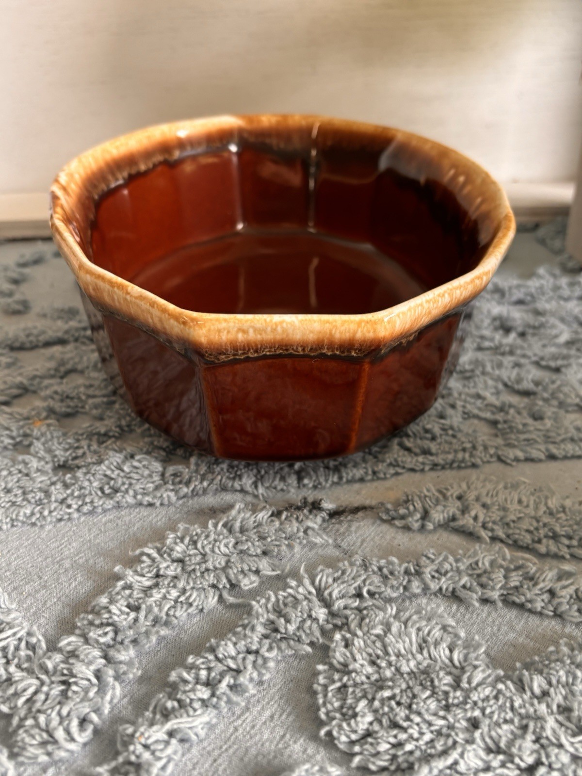 BROWN DRIP GLAZE DIVIDED SERVING BOWL DISH OVEN PROOF USA VINTAGE HULL POTTERY