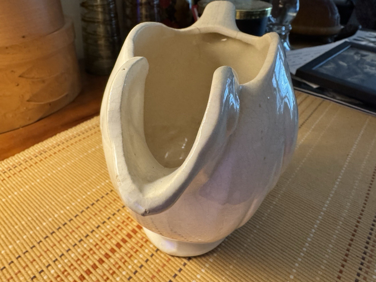 Vintage 1940s McCoy Pottery Cream Bird Pitcher 32 0z Kitchen Cottage Decor