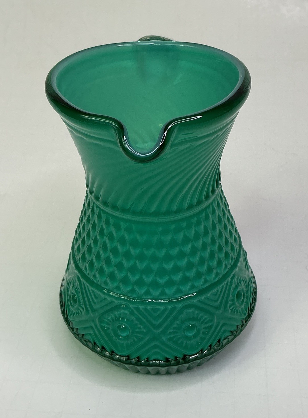 Pilgrim Bennington Opal Cased Teal Cremer Pitcher 4” Asymmetrical